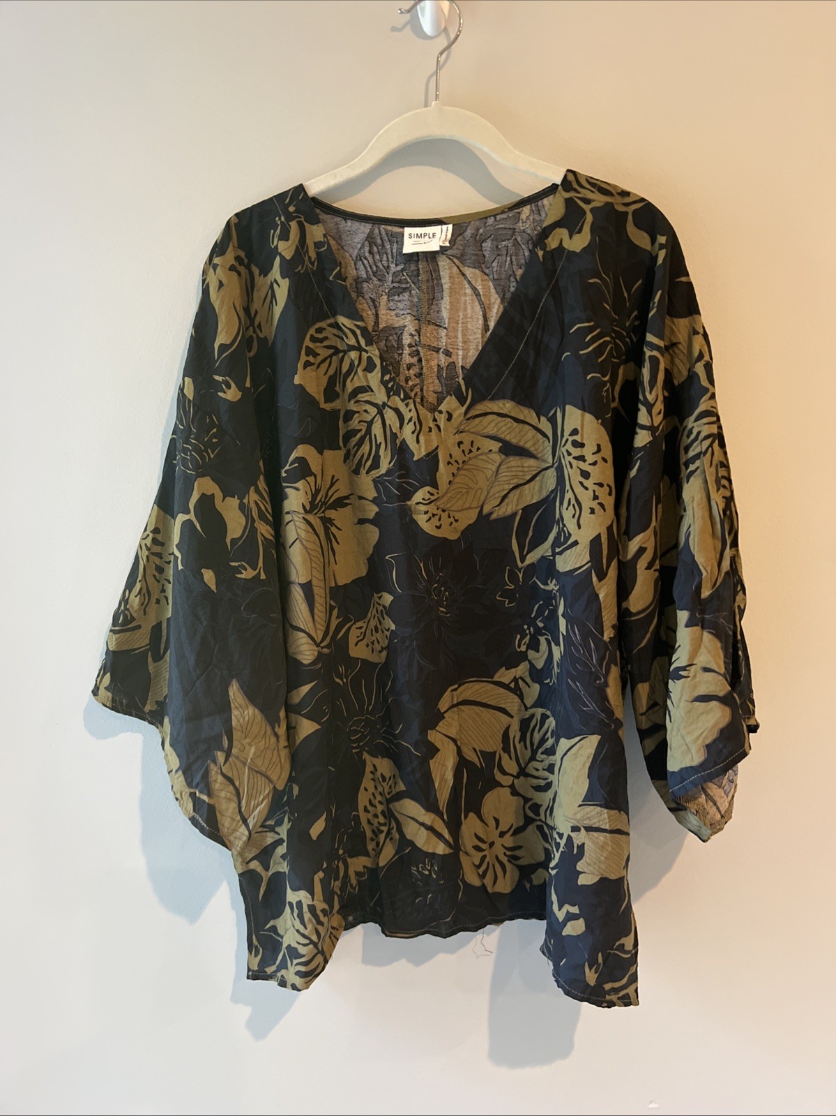 Simple by Suzanne Betro Tunic Top Womens XL Kimono Sleeve Blouse Tropical