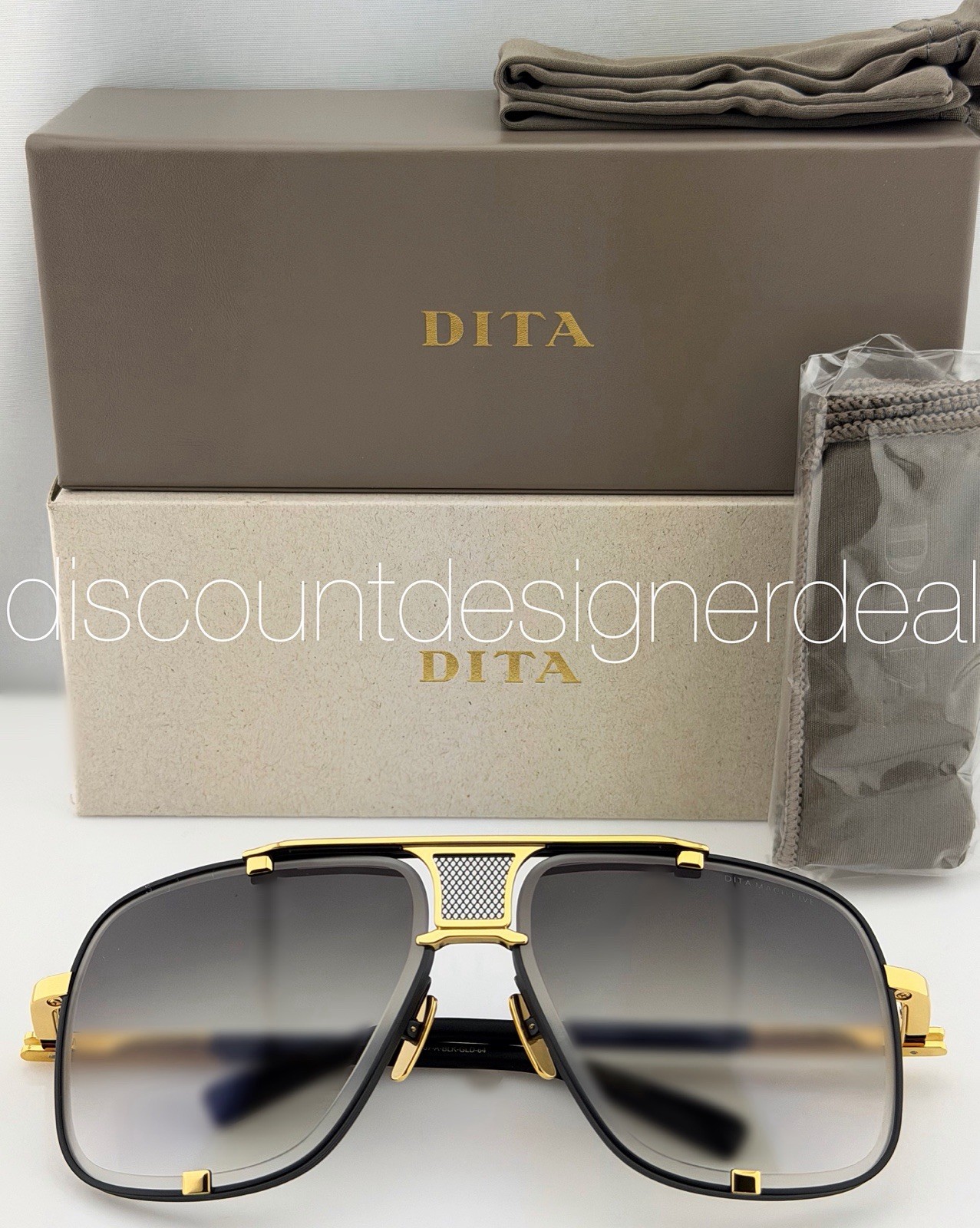 DITA Mach-Five Sunglasses Black Gold Gray Gradient 64mm DRX-2087-A-BLK-GLD NEW