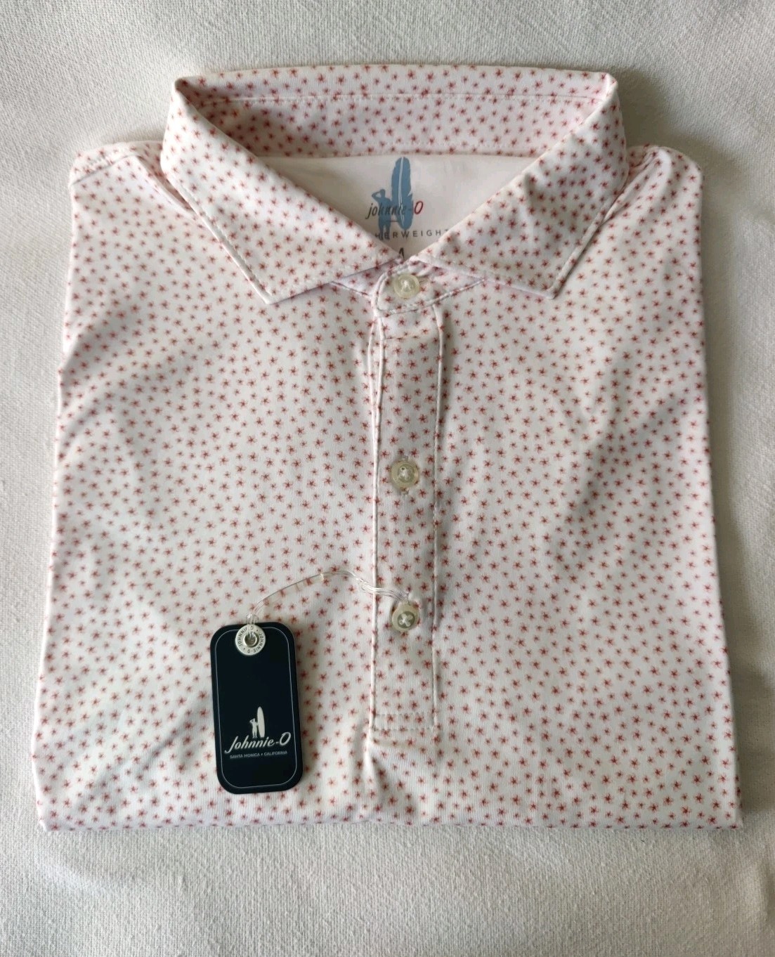 NWT MEDIUM Johnnie O Plumeria Featherweight Polo MSRP $110