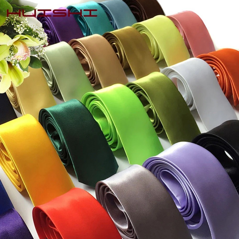Solid Color Skinny Tie Slim Necktie for Men(5 cm)