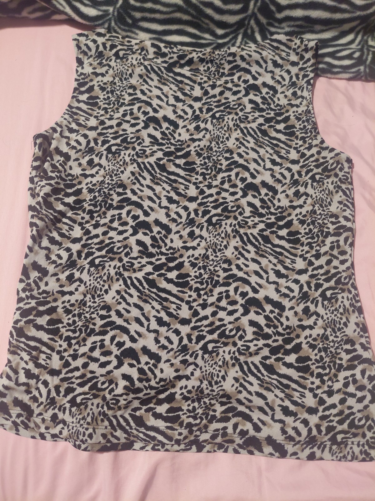Style & Co. Women’s Animal Print Sleeveless Knit Tank Top Black/Beige S