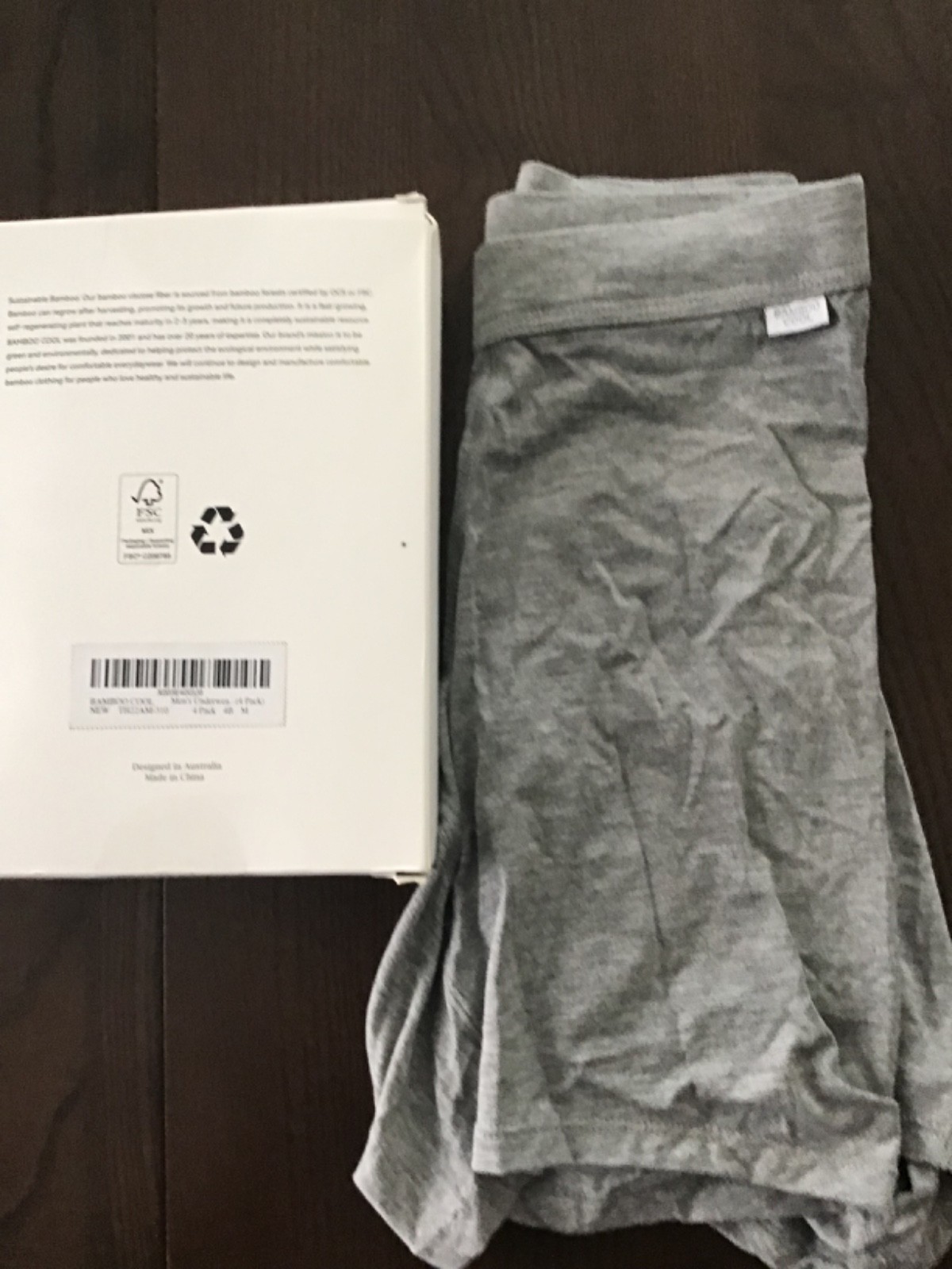 New Bamboo Cool Men’s Boxers 4 pack Size M with fabric waistband