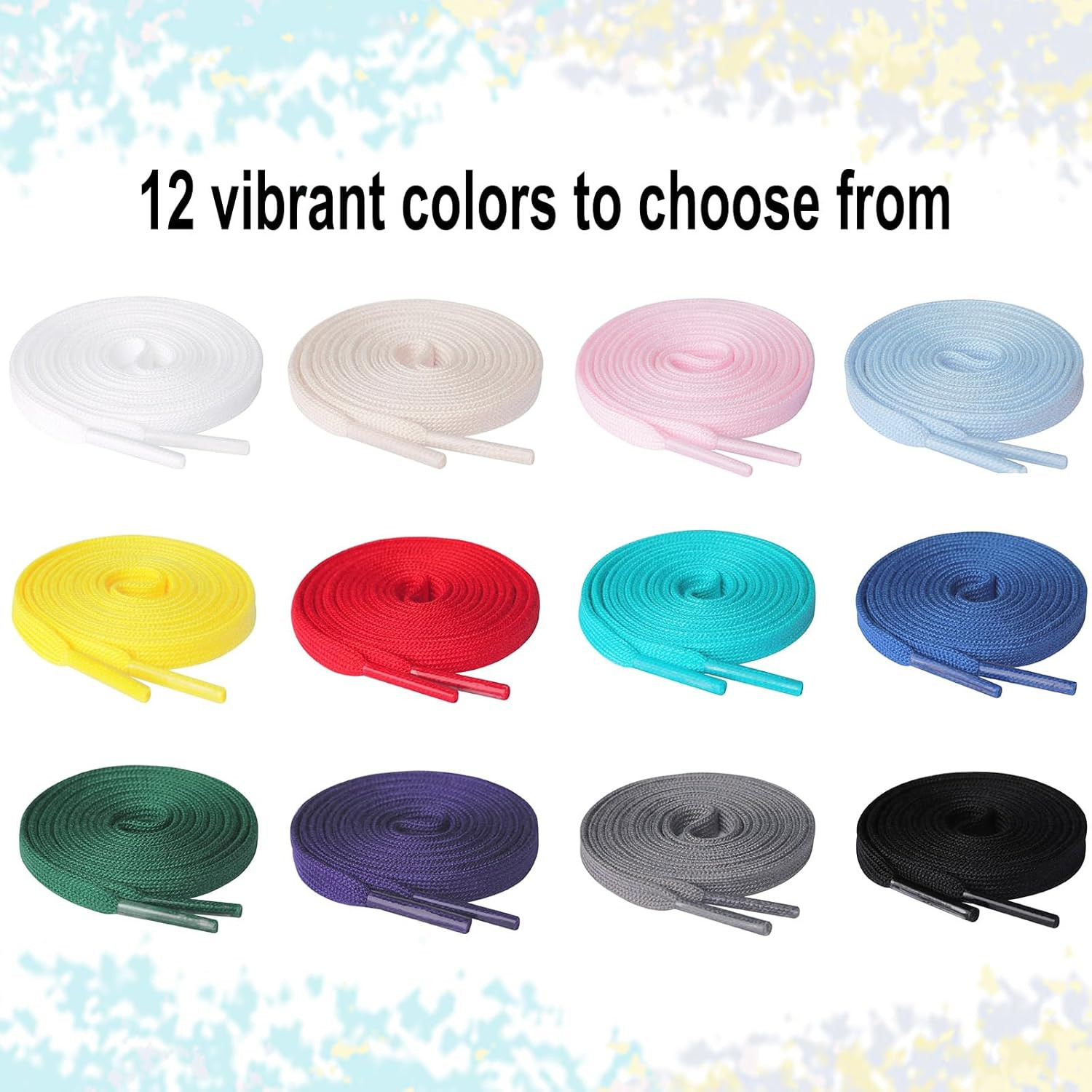 2 Pairs 1/4″ Flat Shoe Laces for Sneakers 11 Colors Athletic Shoelaces in 31″ –