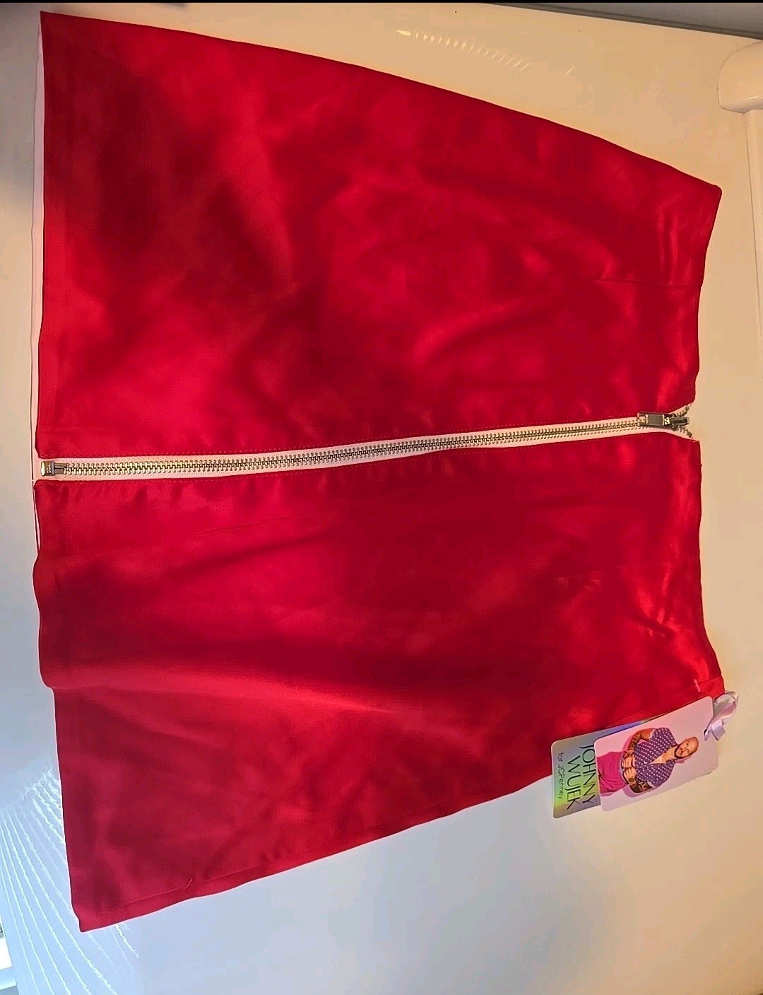 Johnny Wujek Reversible Mini Skirt Red/ Light Pink Size 0 $49 Retail NWT Silky