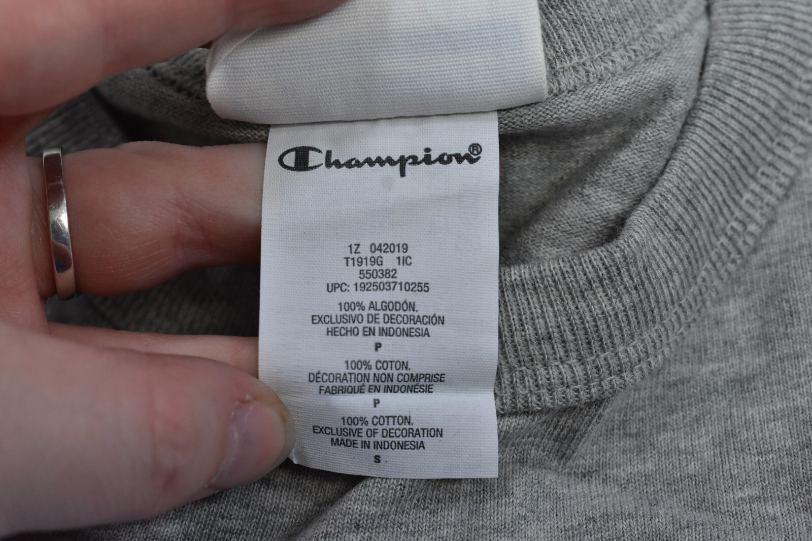 Champion Oxford Gray Life Behind the Label Heritage Graphic Tee T-Shirt Mens S