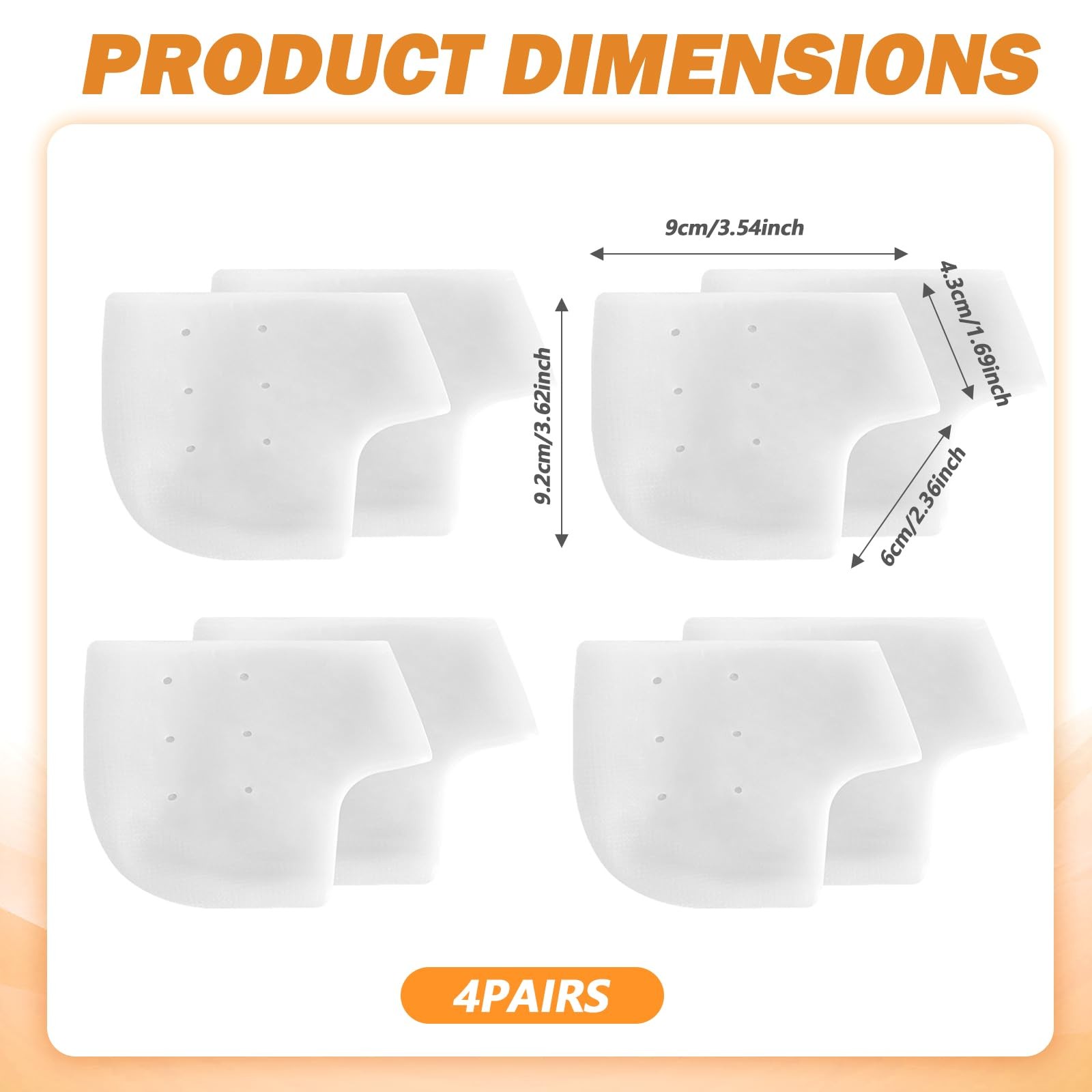 TIESOME 4 Pairs Silicone Gel Heel Protectors, White Soft Breathable