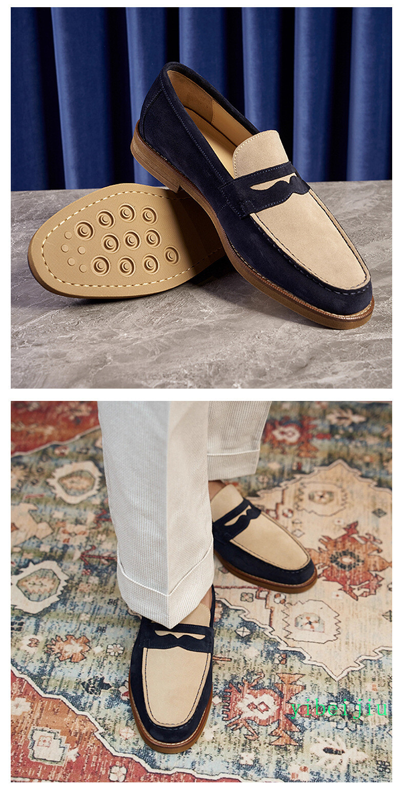 Vintage Men’s Real Suede Leather Slip On Loafers Dress Shoes Handmade Retro 2026