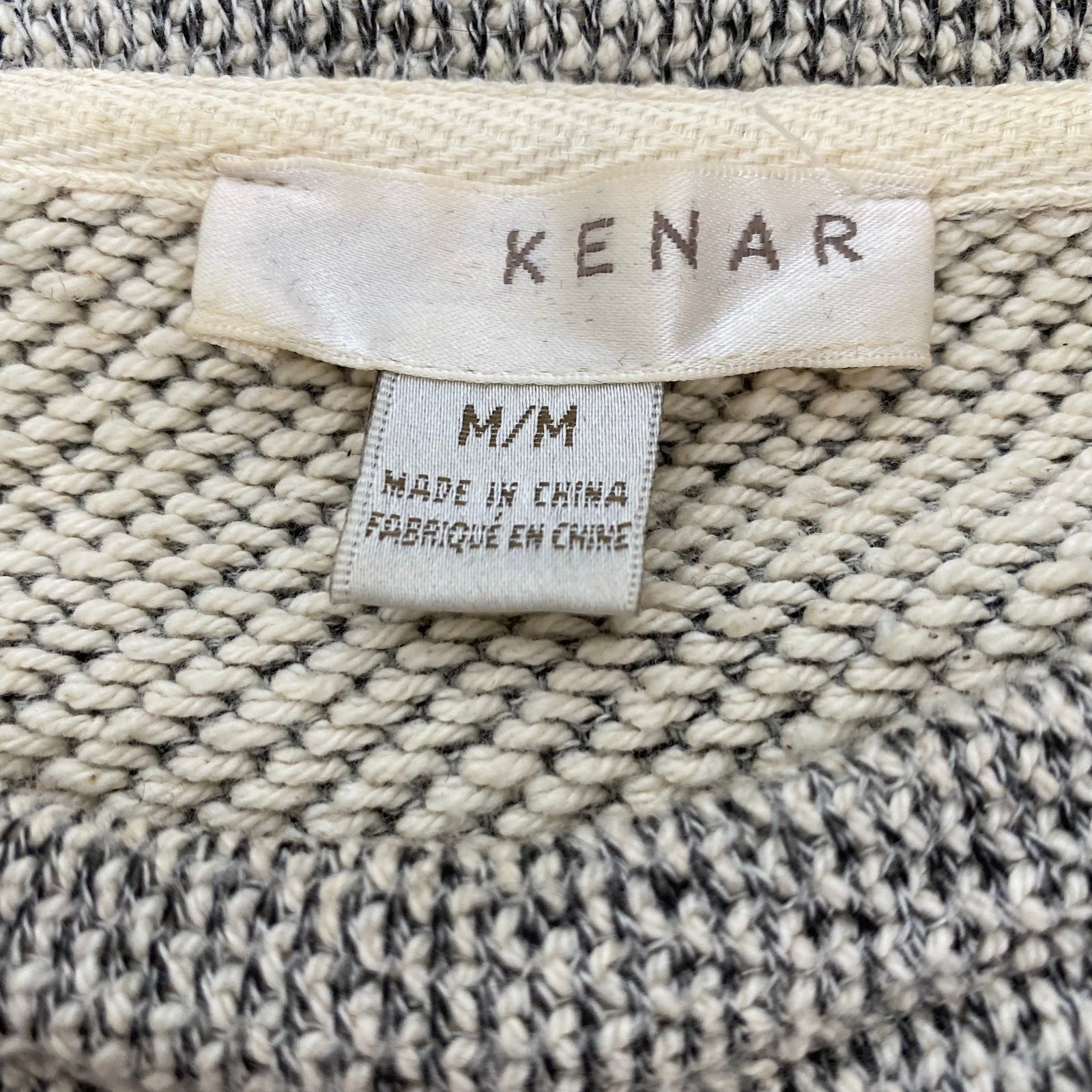 Kenar Scoopneck Pocket Sweater Cream Black Marled Hi Low Womens Sz Medium