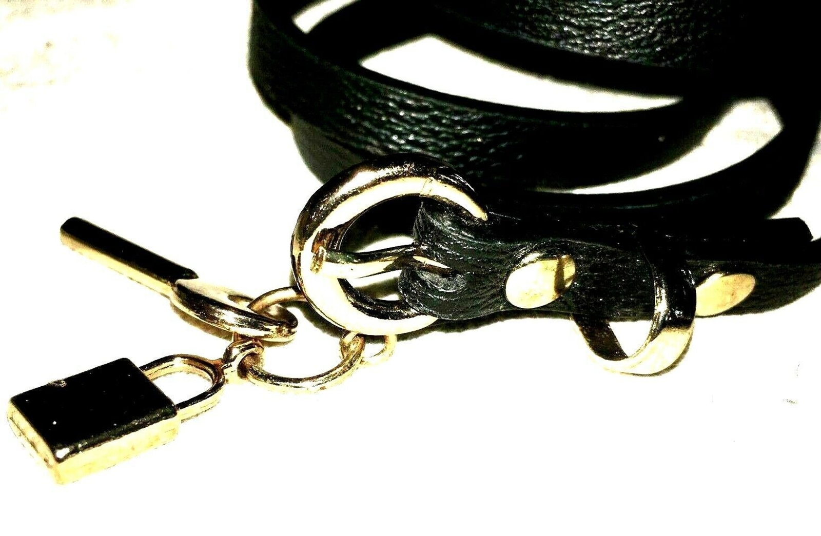 Slim Belt, Brass Key & Lock Charm and Brass Buckle, S