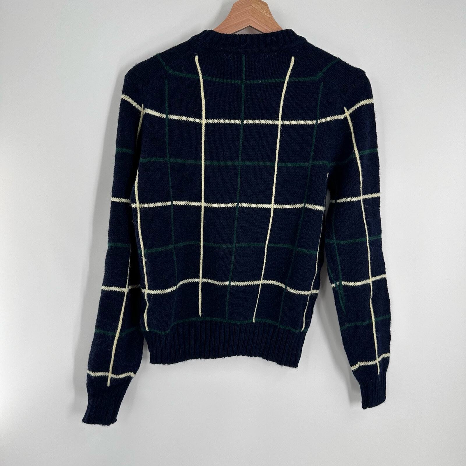 Garland Hong Kong Dad Style Dark Blue Grid Check Pattern Sweater Adult Window