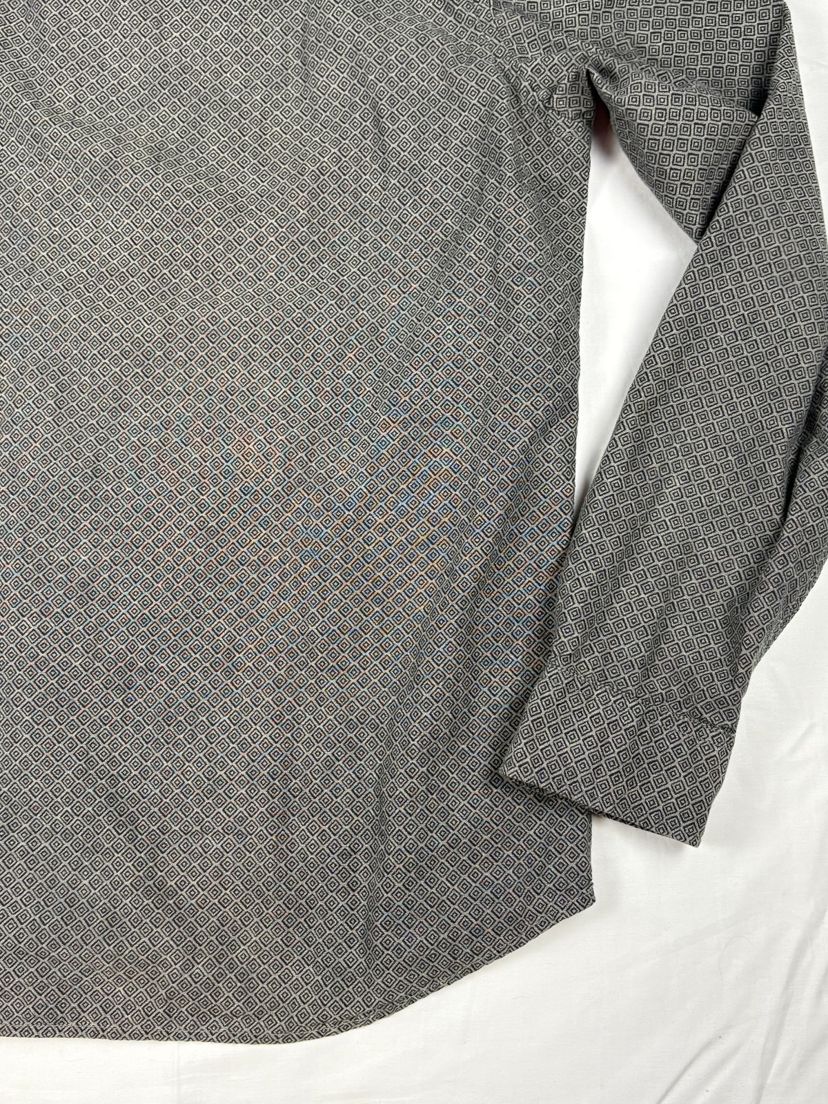 Timberland Men Shirt Long Sleeve Gray Charcoal Micro Pattern Cotton Pocket XL