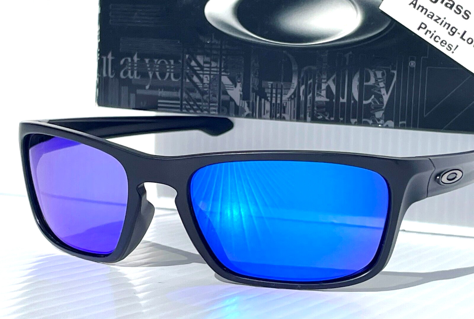 NEW Oakley SLIVER STEALTH Matte Black POLARIZED Galaxy Blue Sunglass Lens 9408