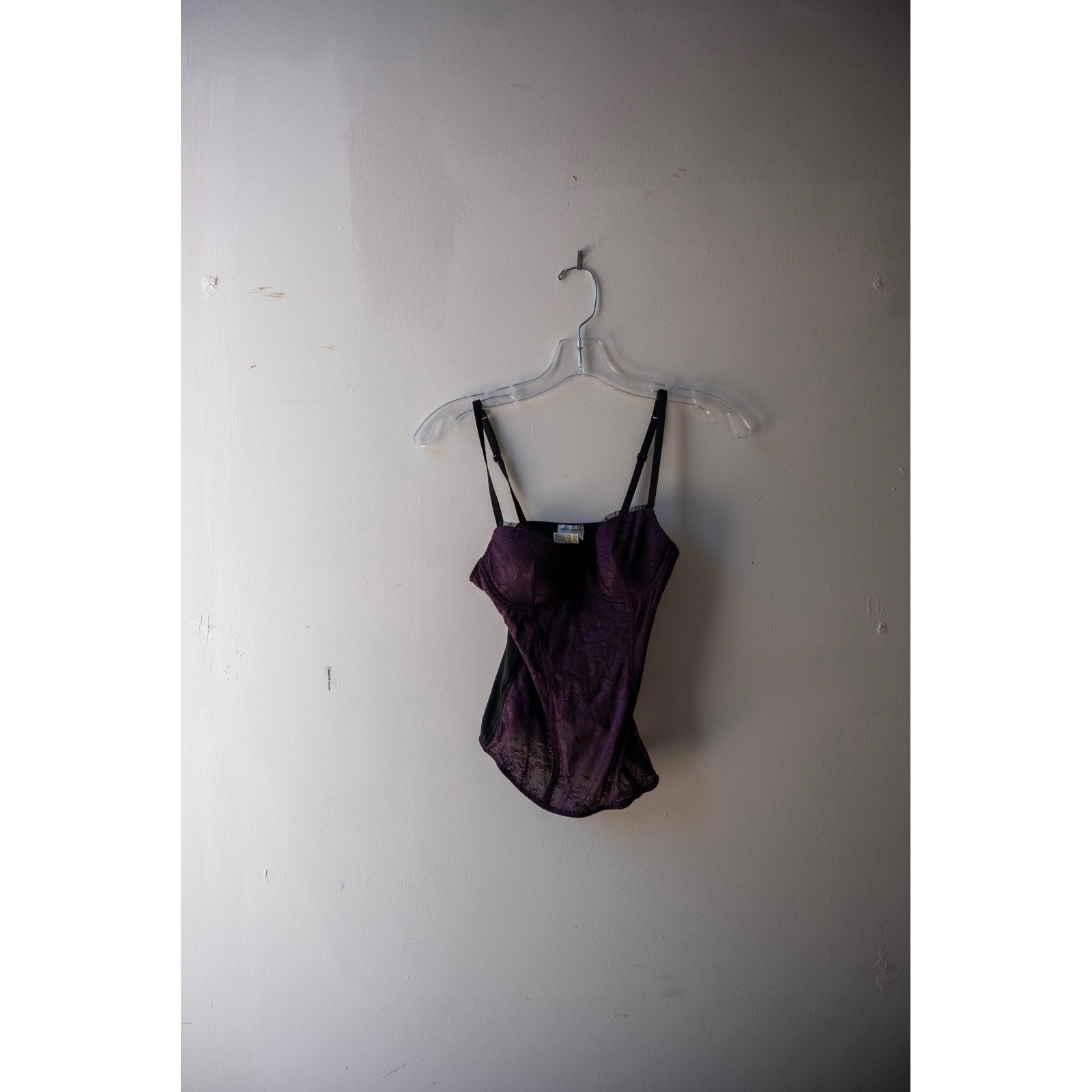 Vintage Purple Floral Lace Corset Top Underwire Bustier Gothic Plum Black Linger