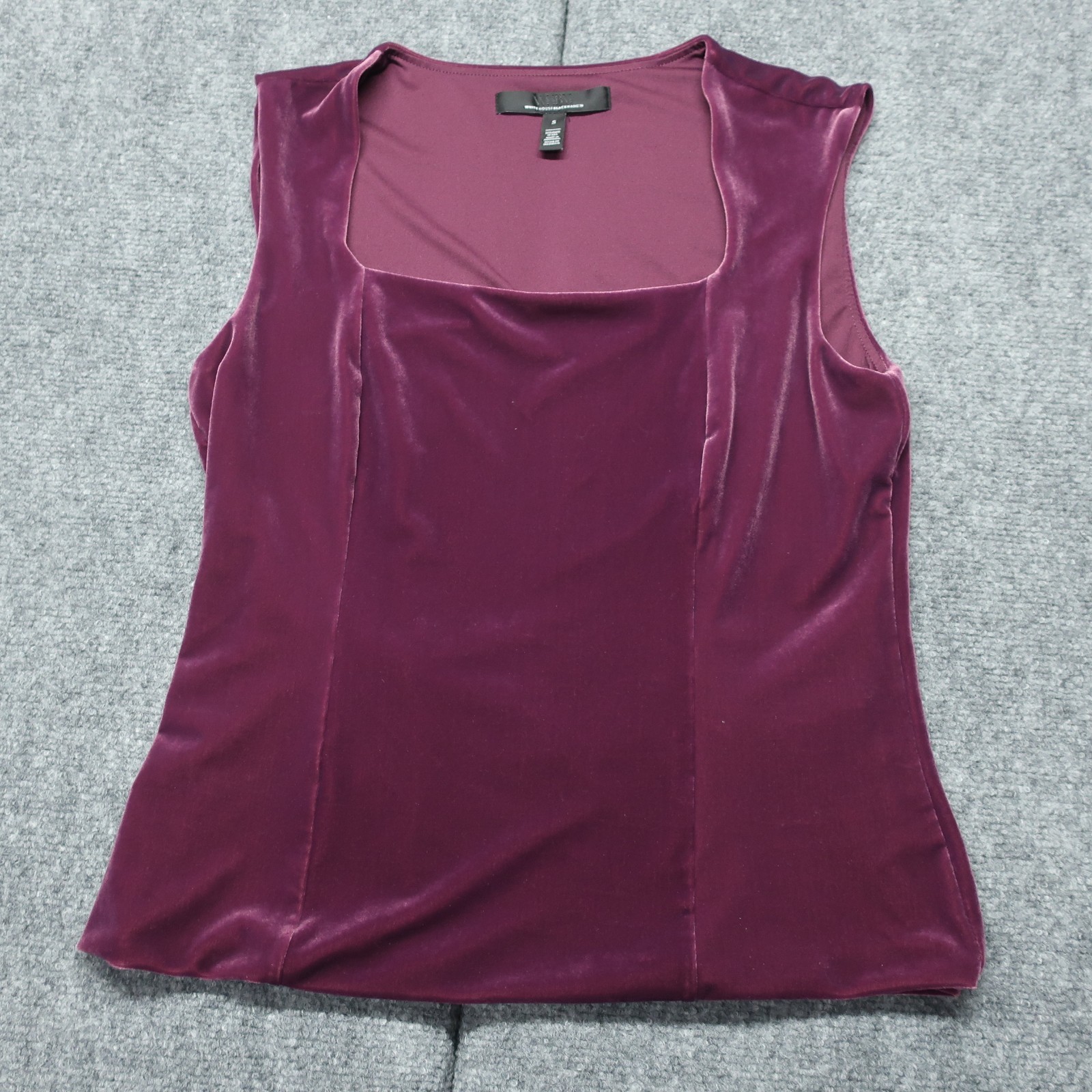White House Black Market Blouse Top Womens S Wine Smooth Feel Velvet Square Neck