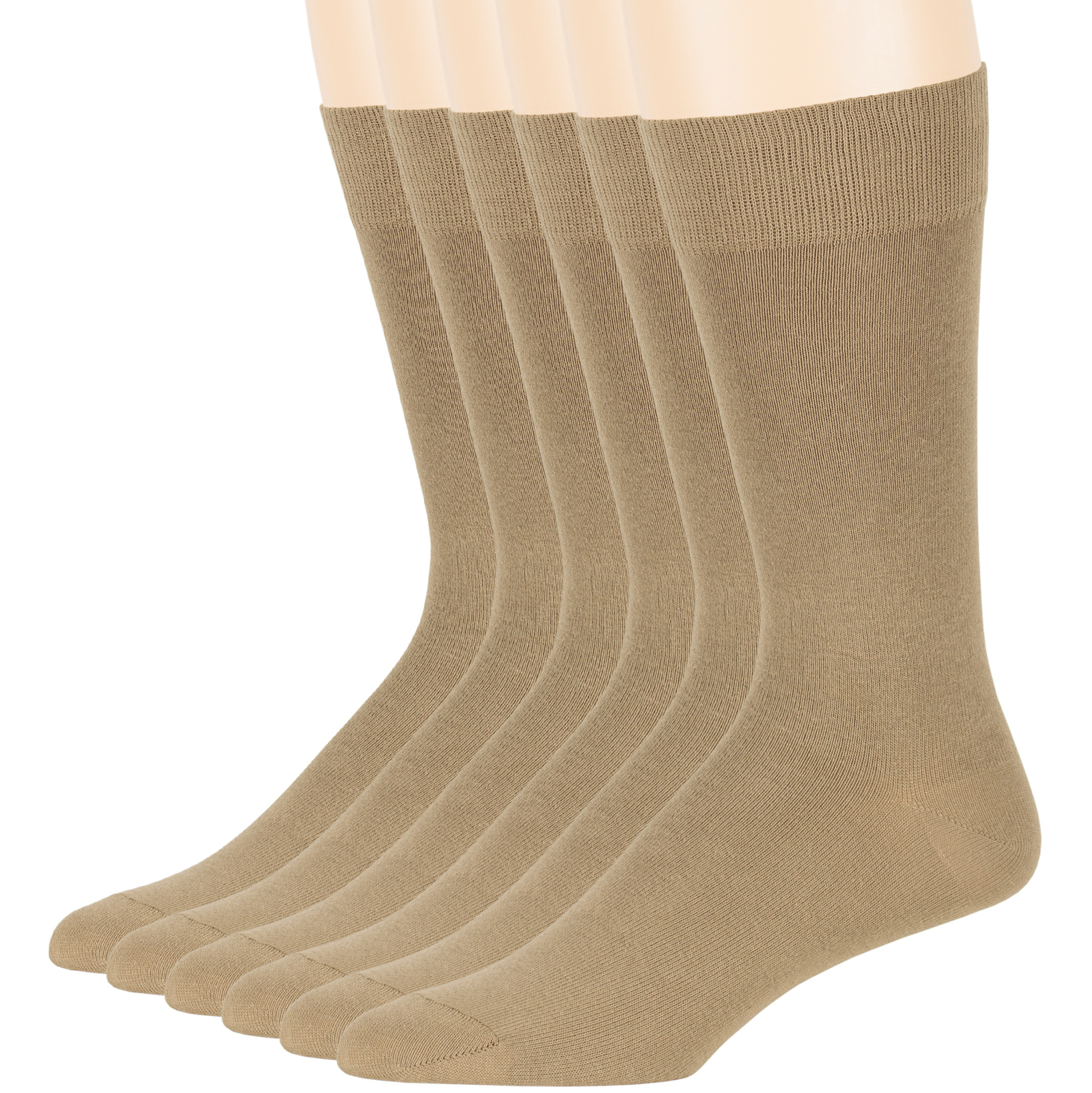 Men’s Cotton 6 Pack Breathable Dress Business Big &Tall Socks XLarge 13-15 Beige
