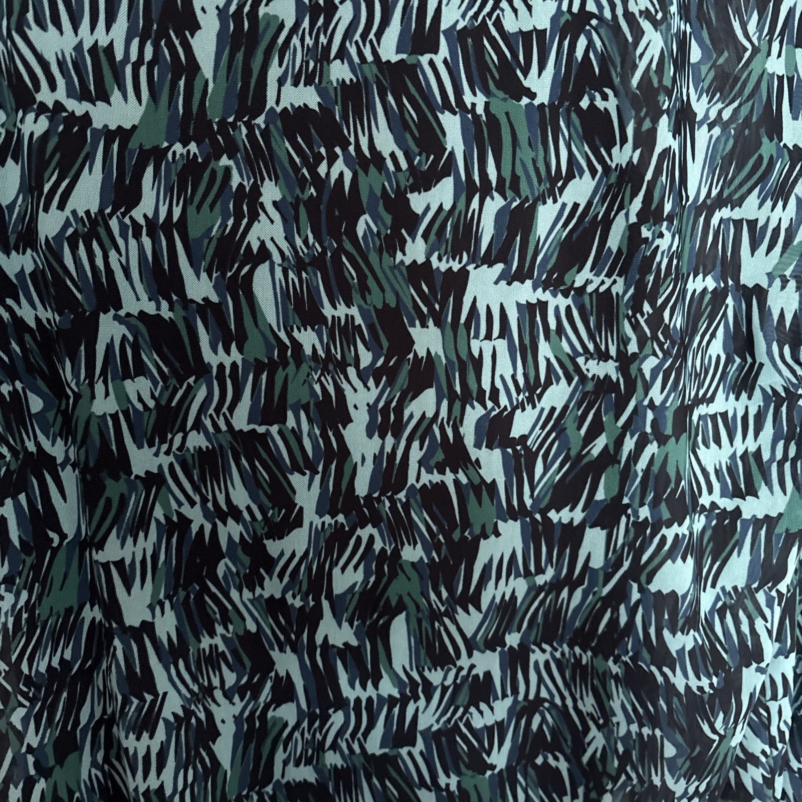 Roman Green Patterned Sheer Top & Vest UK10 Flowy Stretch Holiday Summer Blouse