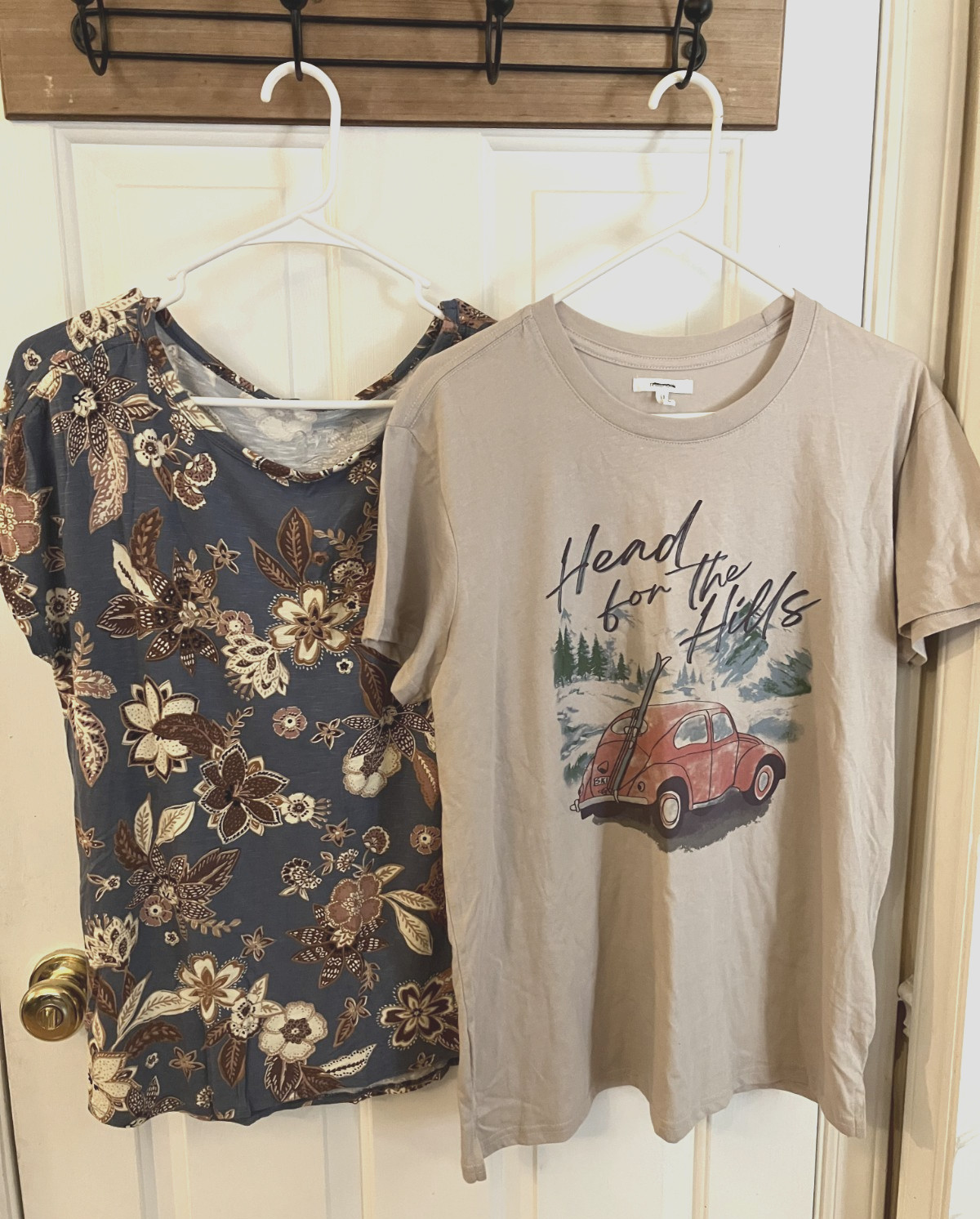 Maurices T-Shirts Lot of 2 Blue/Tan Graphic Size M/L NWOT