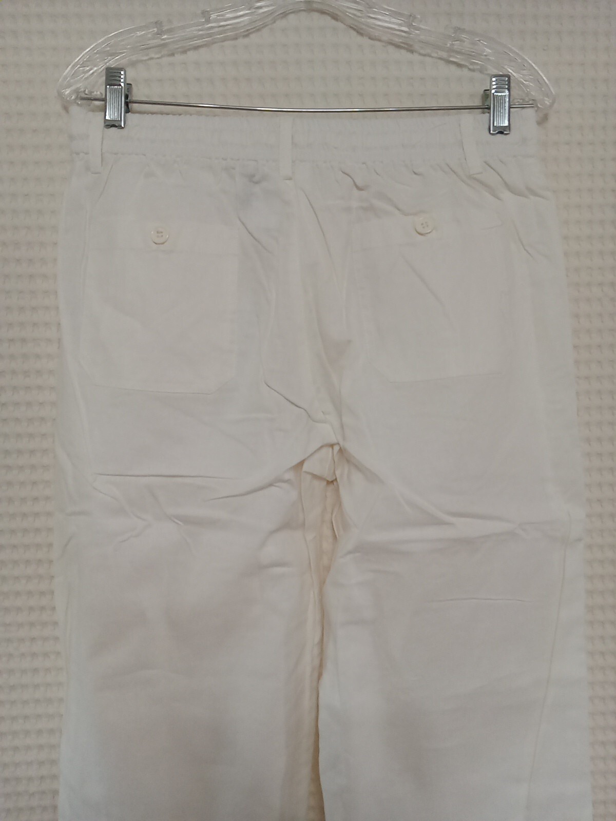 Hat And Beyond Linen Cotton Elastic Waist Drawstring Pants Ivory Size Medium