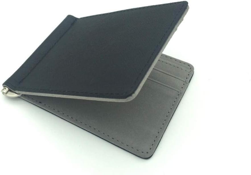 Simple Men Money Clip Wallets with Metal Clamp Women 11.3*8.2*0.8cm, Grey