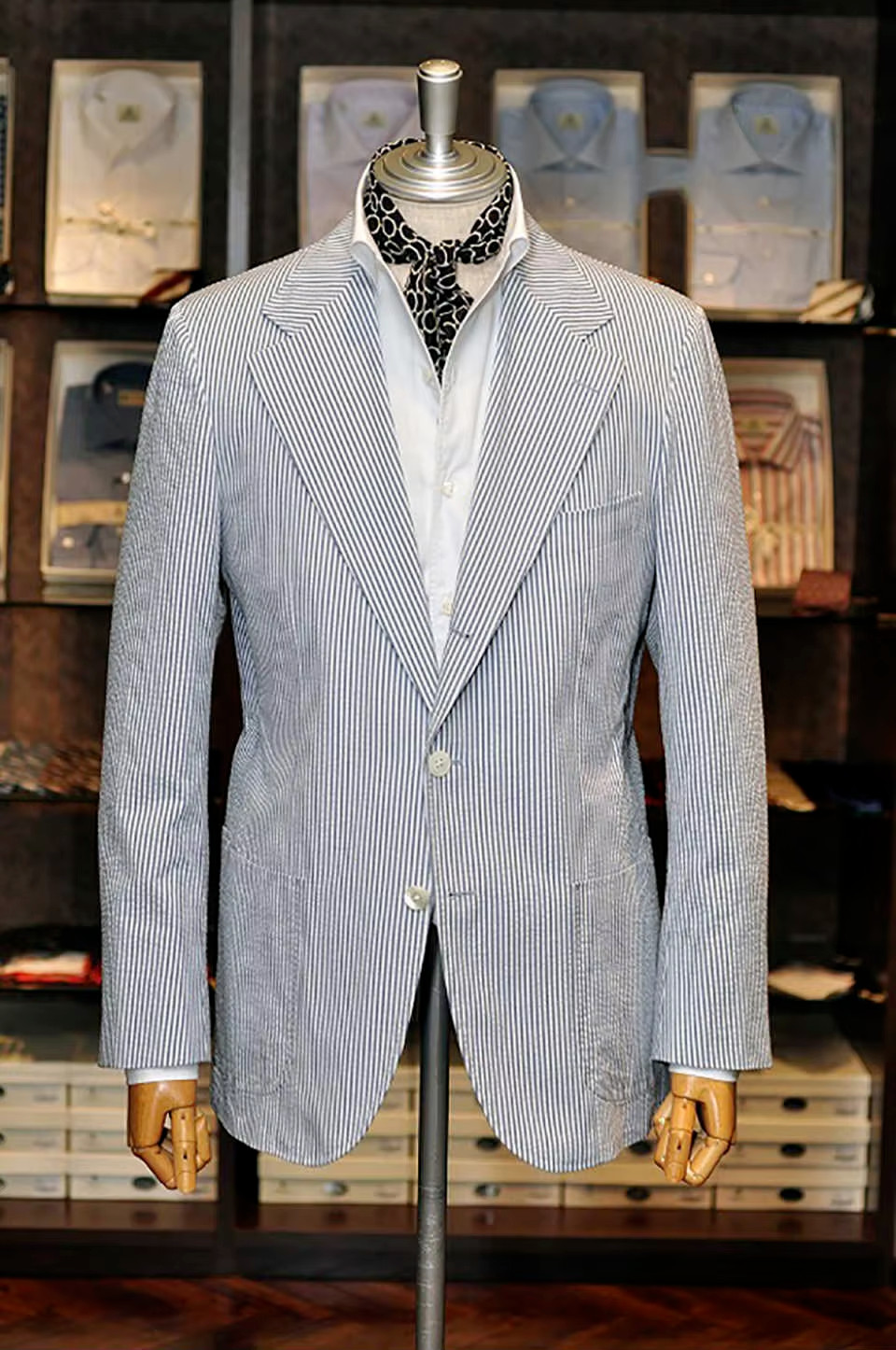 Striped Mens’ Suits Seersucker Business Office 2Pcs Formal Jacket Blazer