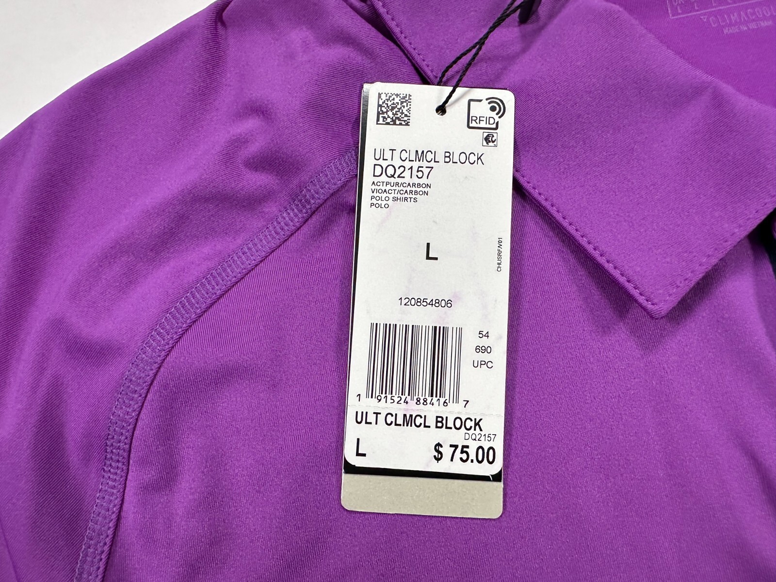 Adidas Ultimate 365 L Purple Performance Golf Polo Short Sleeve Climacool NEW