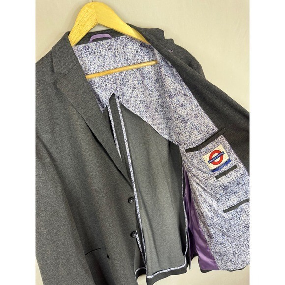 Jermyn & Bond Mens Modern Fit Knit Blazer Charcoal Grey Sport Coat XXL Regular