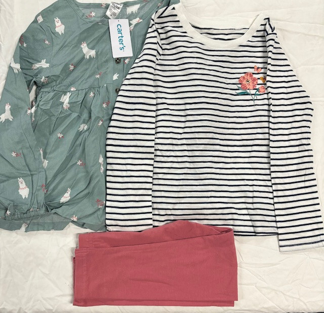 Carter’s Girls 3 Pieces Set 2 Shirts Pants Llamas Print (Multicolor 2T) NWT