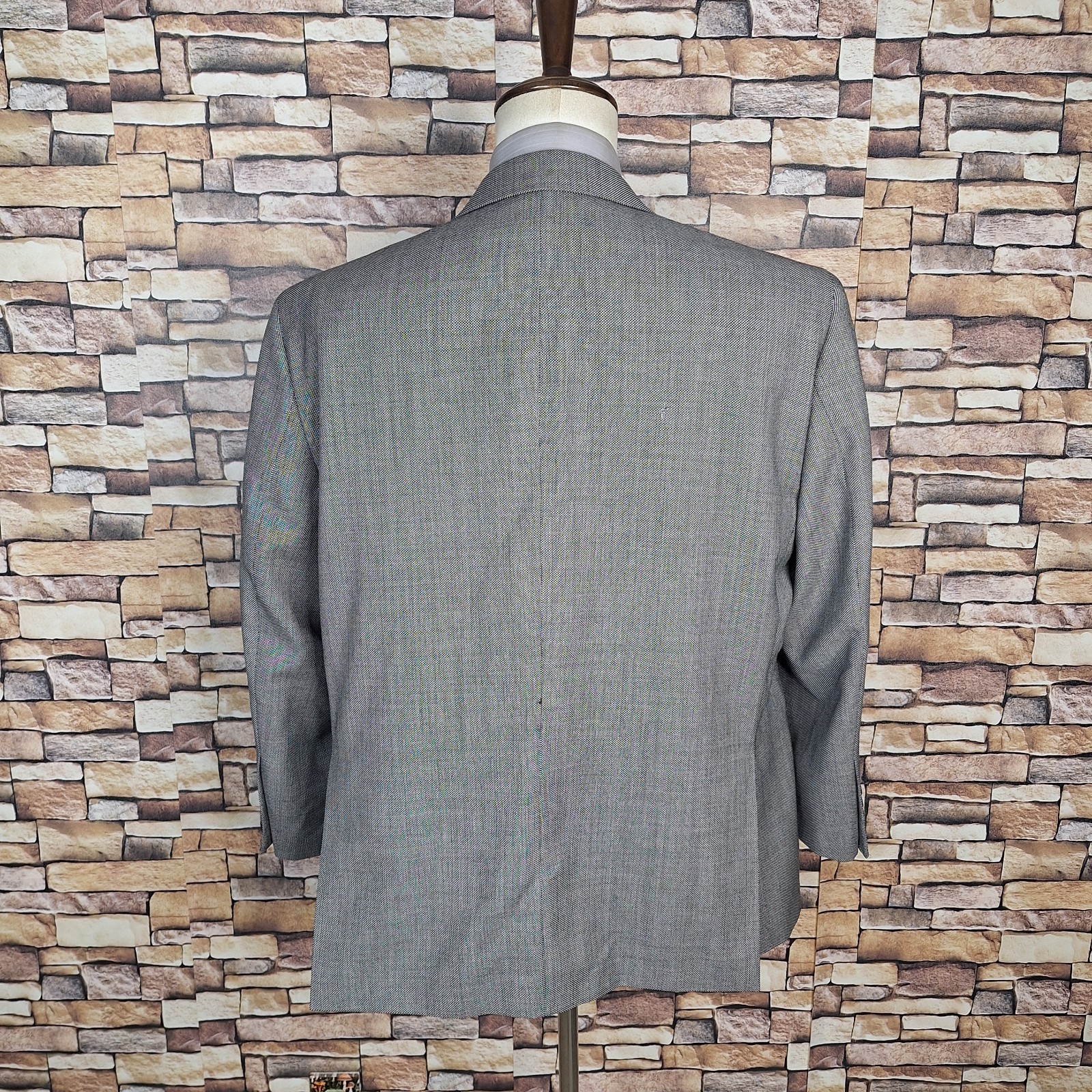 Joseph Abboud Custom 2 Piece Suit Mens 46S 40X27 Gray Nailhead Peak Wool