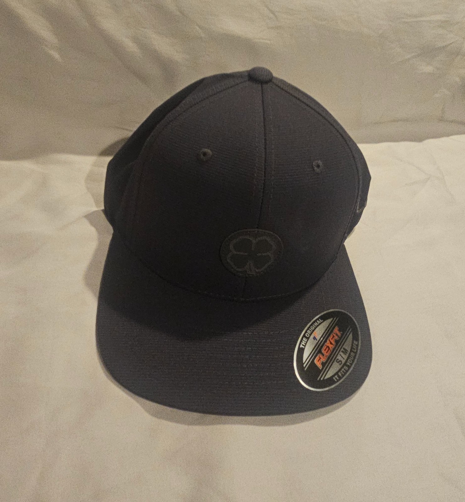 black clover hat new S/M leather patch/heather grey