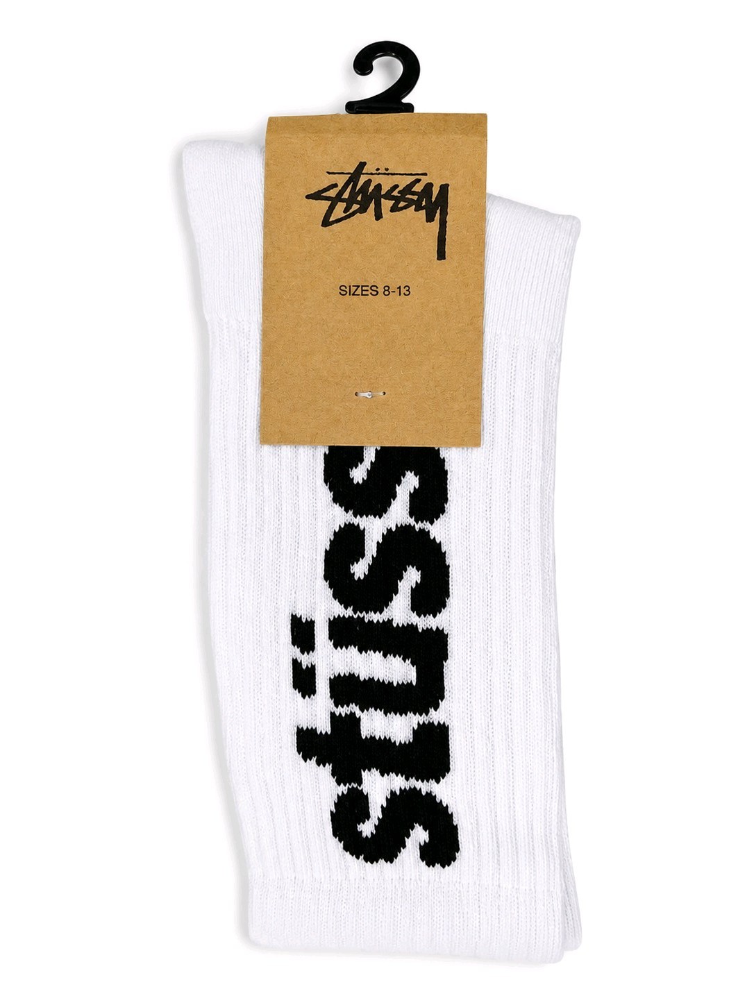 Stussy Men’s Logo Print Crew Socks White/Black Mid Calf Size 8-13 1 Pair