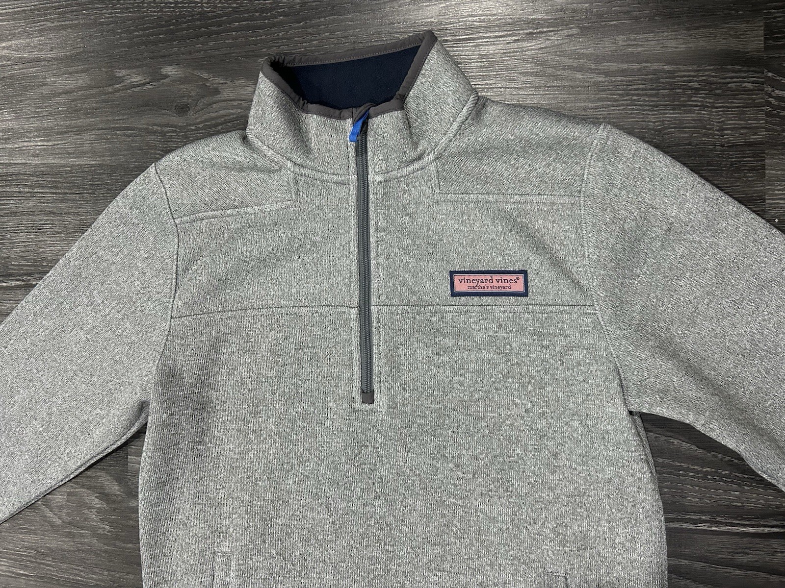 Vineyard Vines Boys L 16 Gray 1/4 Zip Fleece Pullover Sweater Jacket