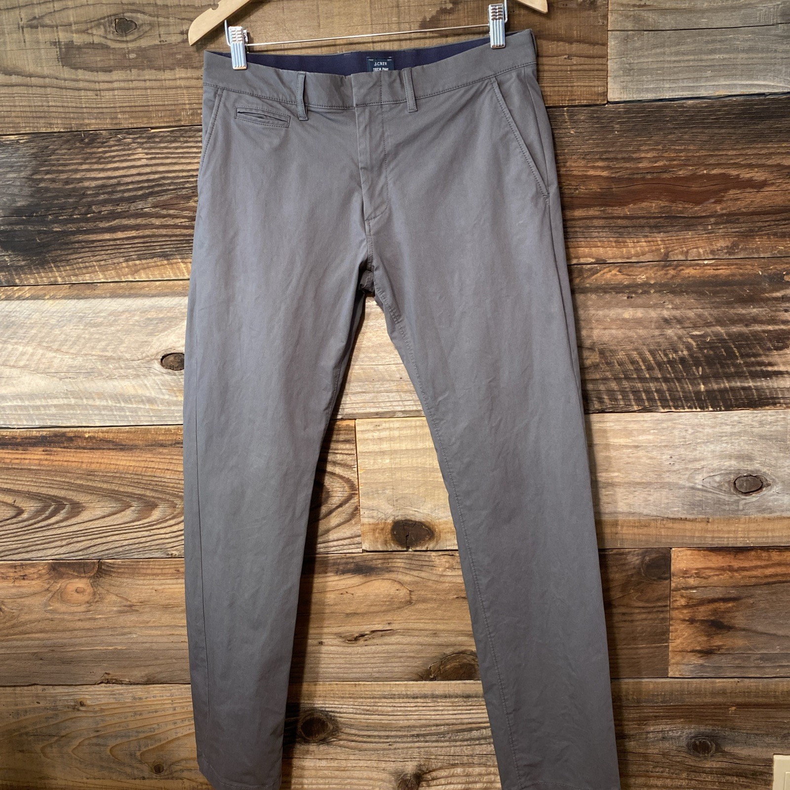 J Crew Tech Pants Mens 31 X 32 484 Slim Fit Stretch Chino Casual Grey (D)
