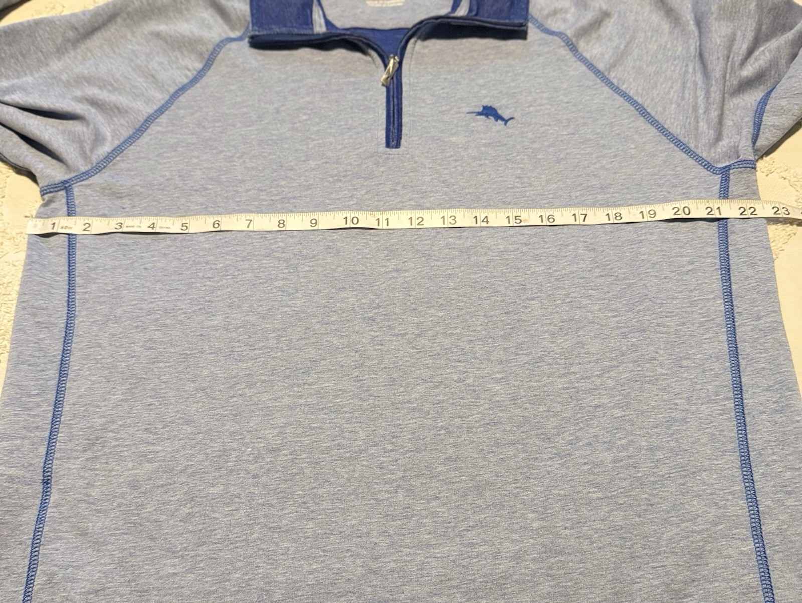 Tommy Bahama Mens Pullover Shirt M 1/4 Zip Long Sleeve Mock Collar Blue