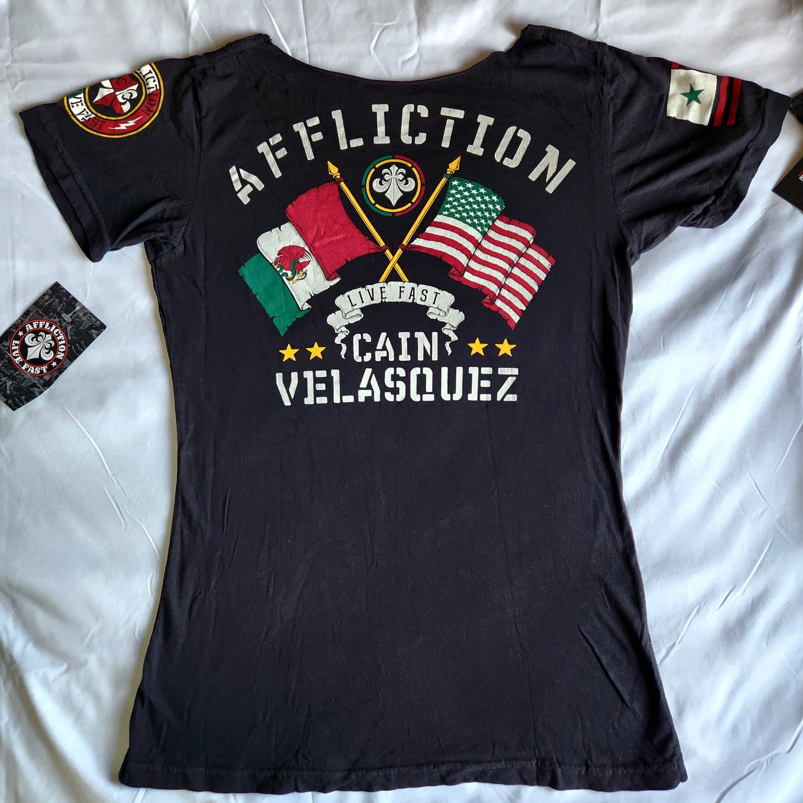 Affliction Cain Velasquez Live Fast Mexico Biker MMA Black M, L Graphic T-Shirt