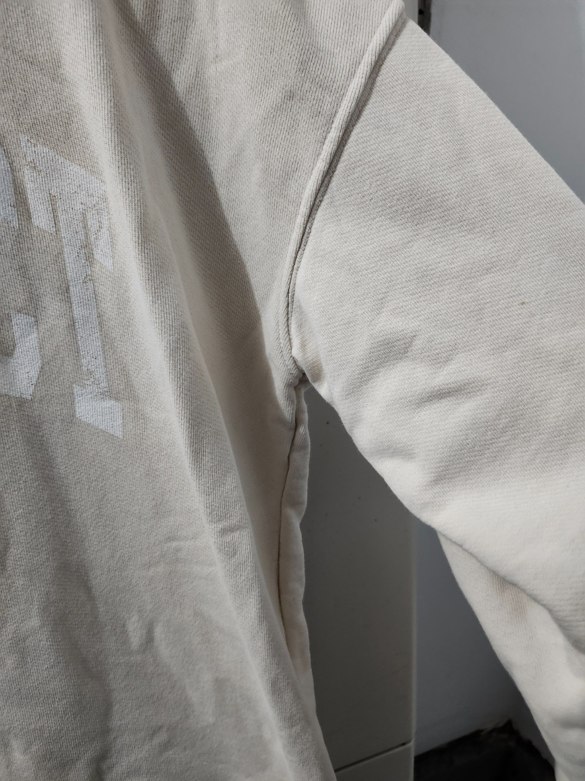 Perfect White Tee Sweatshirt Womens XS Ivory Oversize Pullover Perfect Spellout