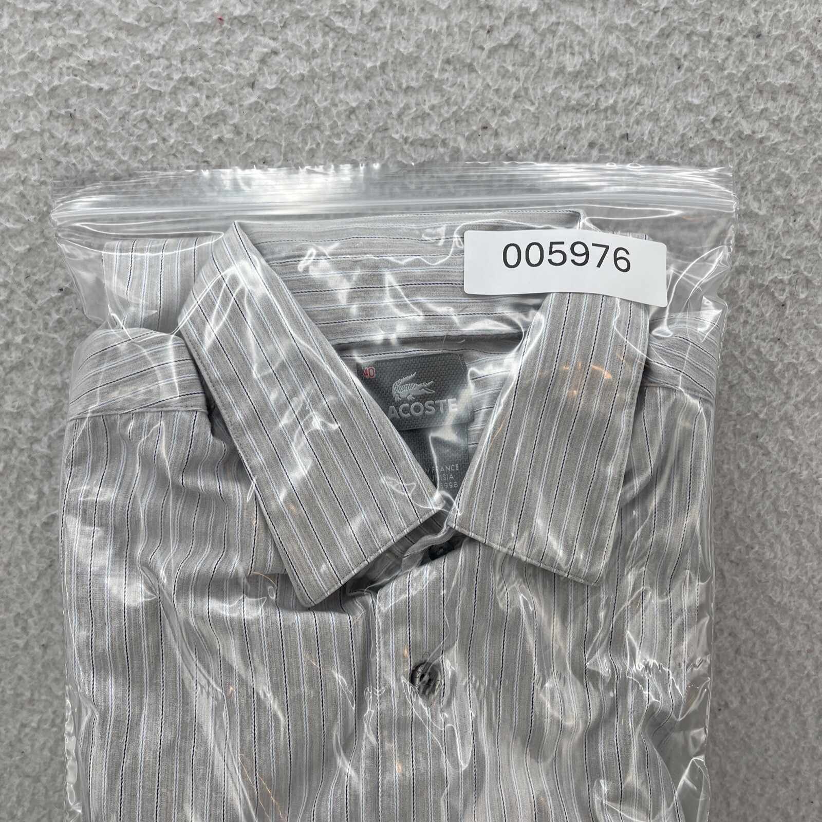 Lacoste Shirt Men’s 40 Gray Striped Button Up Luxury Preppy Country Club Ivy