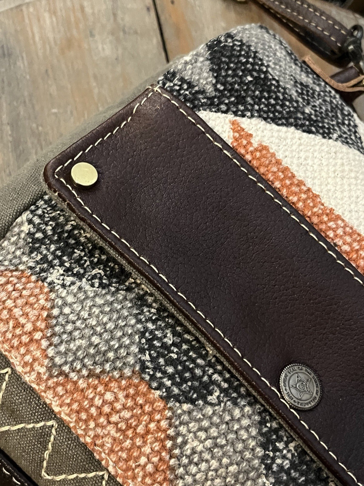 Myra Bag Multicolor Geometric Crossbody Zip/Magnetic Detachable Strap Bronze