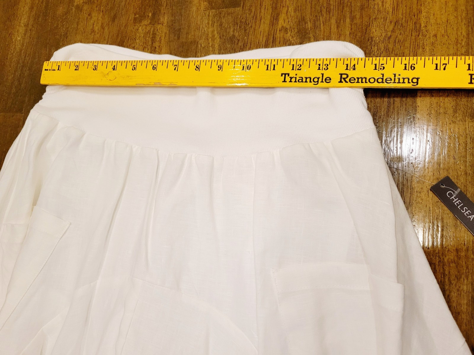 NEW Chelsea And Theodore White Linen Asymmetrical Bubble Skirt Size L Boho