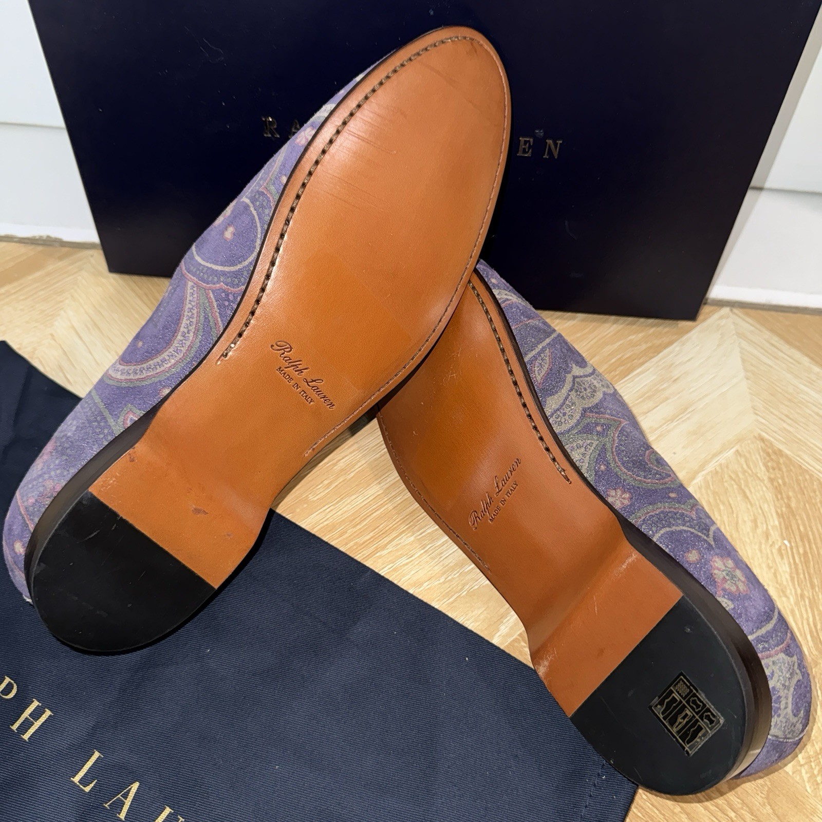 Ralph Lauren Purple Label Paisley Tassel Suede Leather Shoe Rare Polo Italy 11
