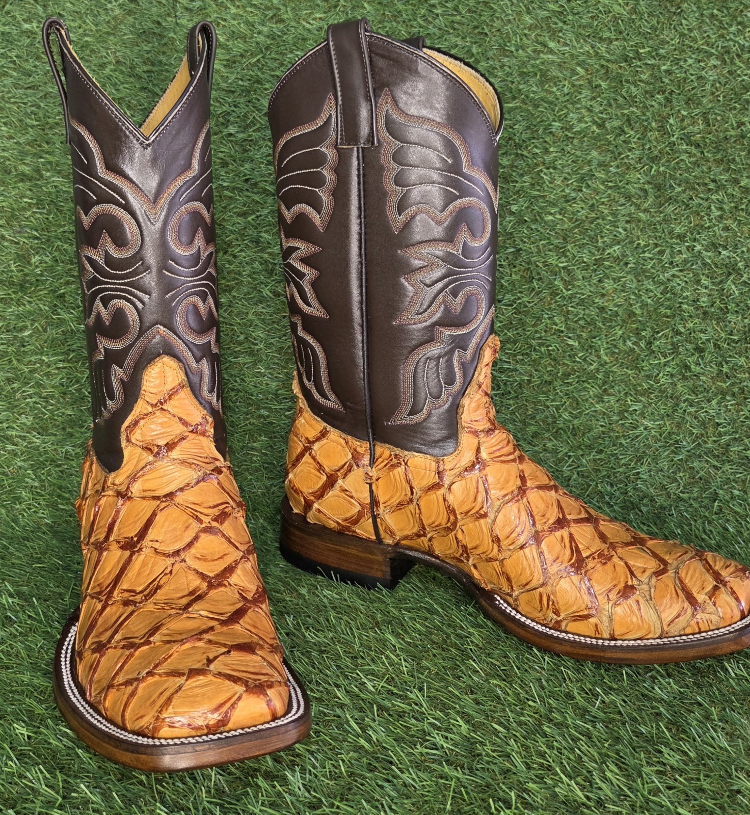 mens new 100% original arapaima pirarucu fish cowboy boots all sizes available