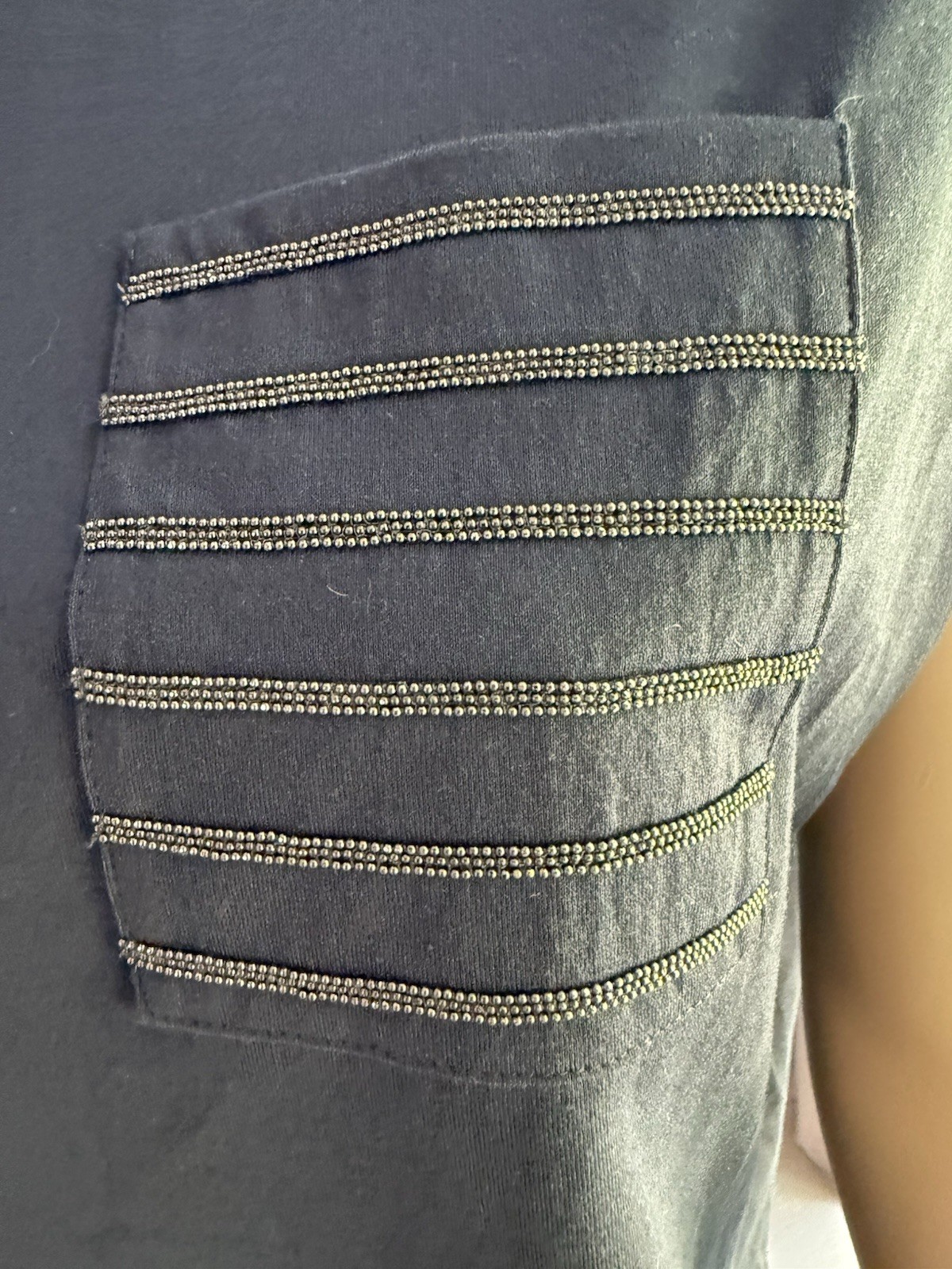 BRUNELLO CUCINELLI Embellished pocket T-shirt Navy Blue Size XS