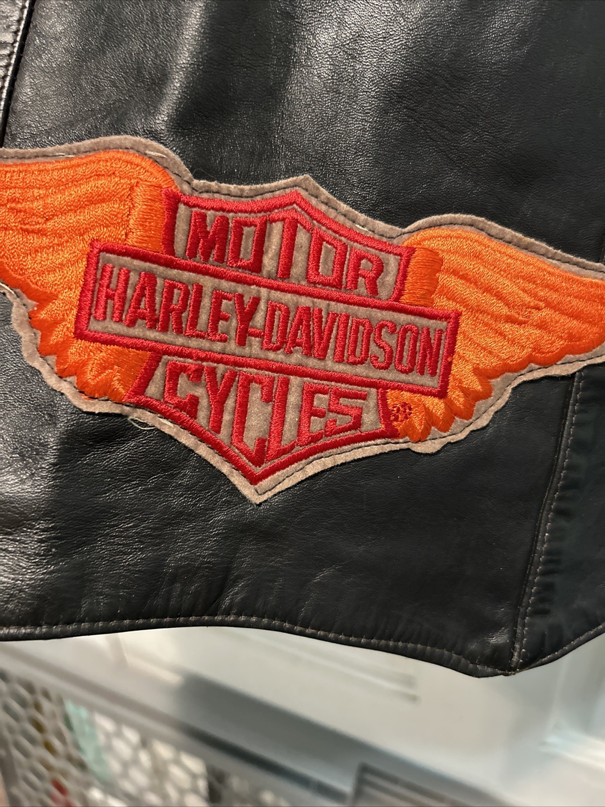 Harley Davidson Leather Vest Wings Logo Men’s M USA Vintage 80s 90s