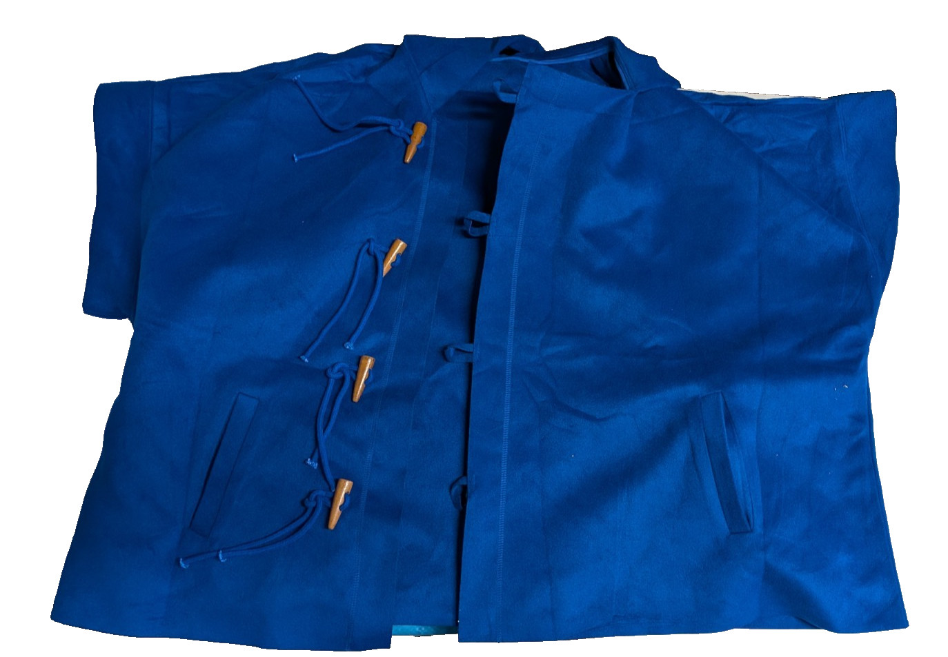 thick blue poncho