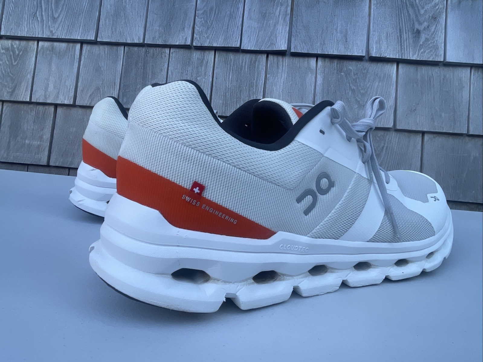 On Cloudrunner Low Top Athletic Sneakers Shoes White Gray Orange Men’s Size 14