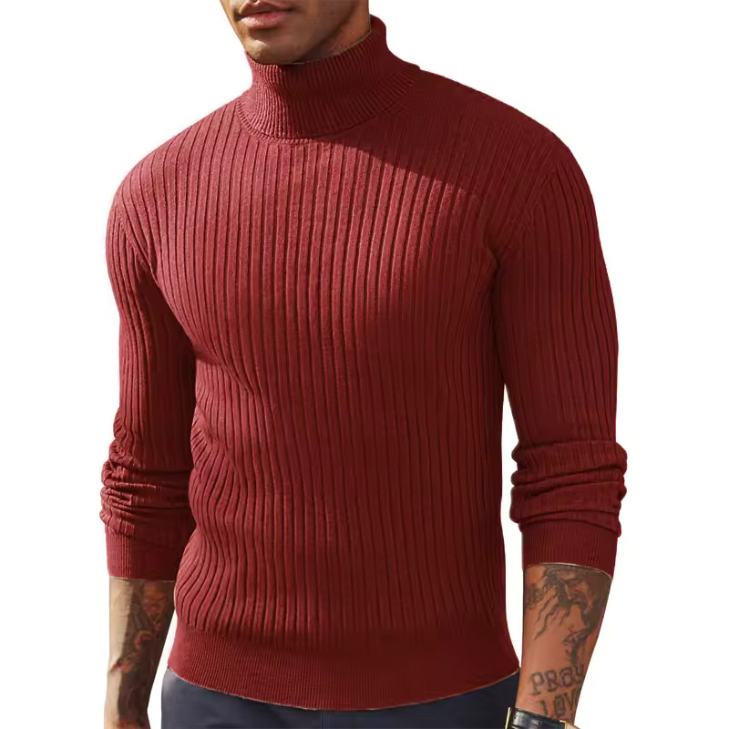 Men’s Slim Fit Turtleneck Sweater Long Sleeve Knitted Pullover Winter Warm Thick