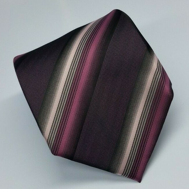 Van Heusen Tie Purple Pink Beige Stripes Men Necktie 57 x 3.5