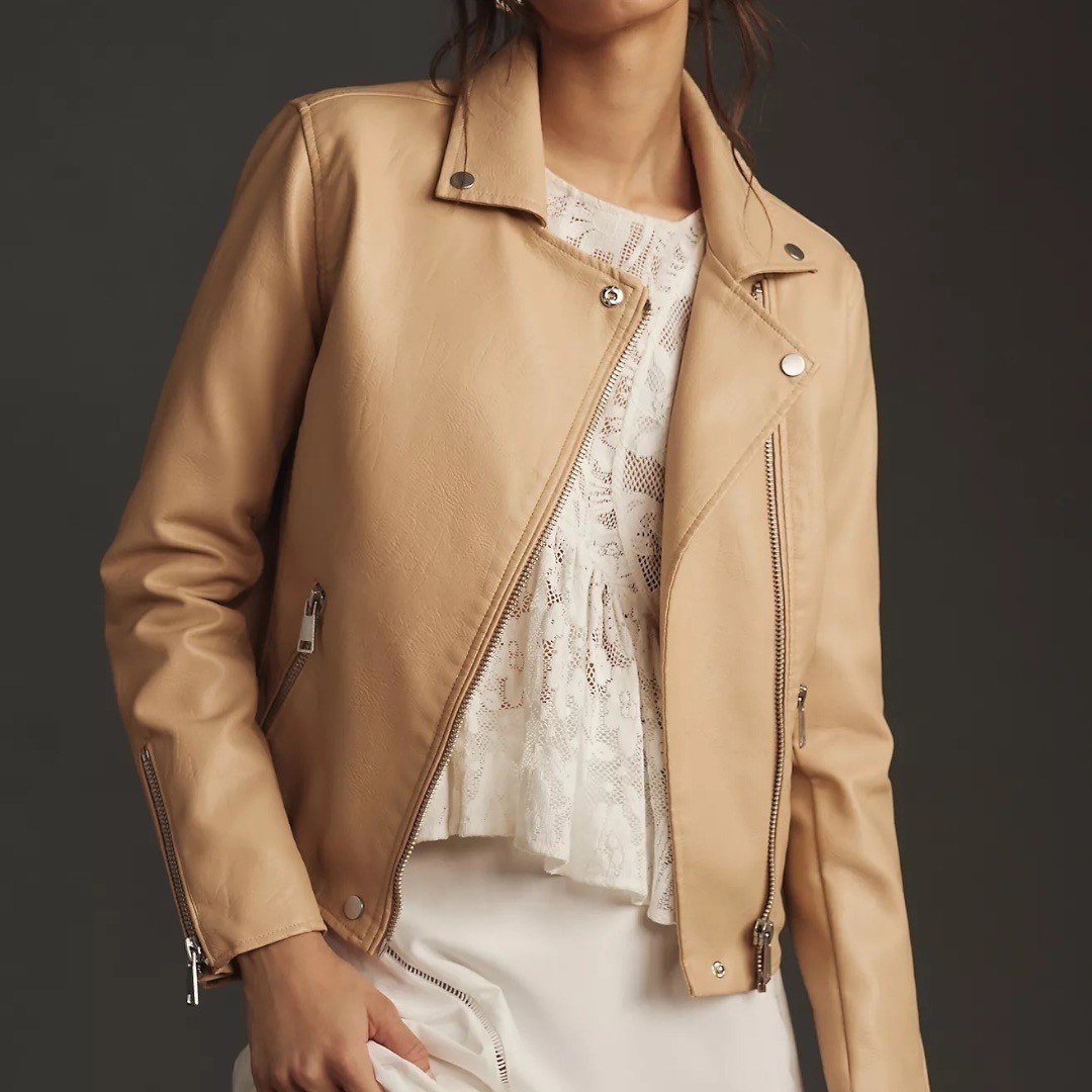 Anthropologie The Saige Faux-Leather Moto Jacket- Sz M NWT