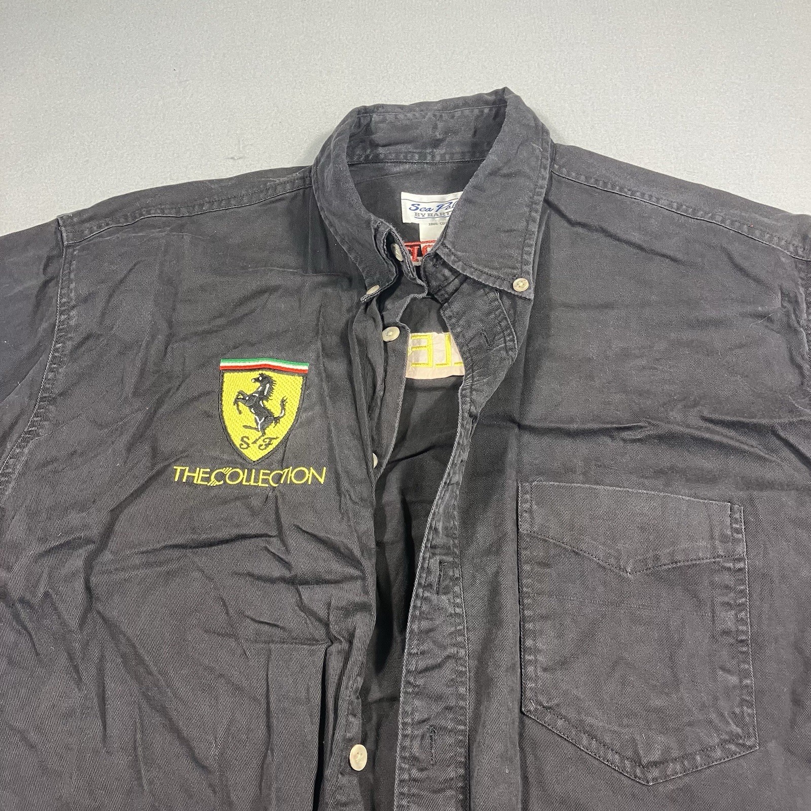 Ferrari The Collection Button Down Shirt Size Large Black Sea Palms By Hartwell