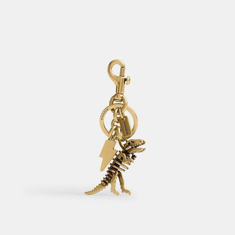 Coach Metal Small Rexy T-Rex Skeleton Puzzle Bag Charm Keychain CCE75 Brass