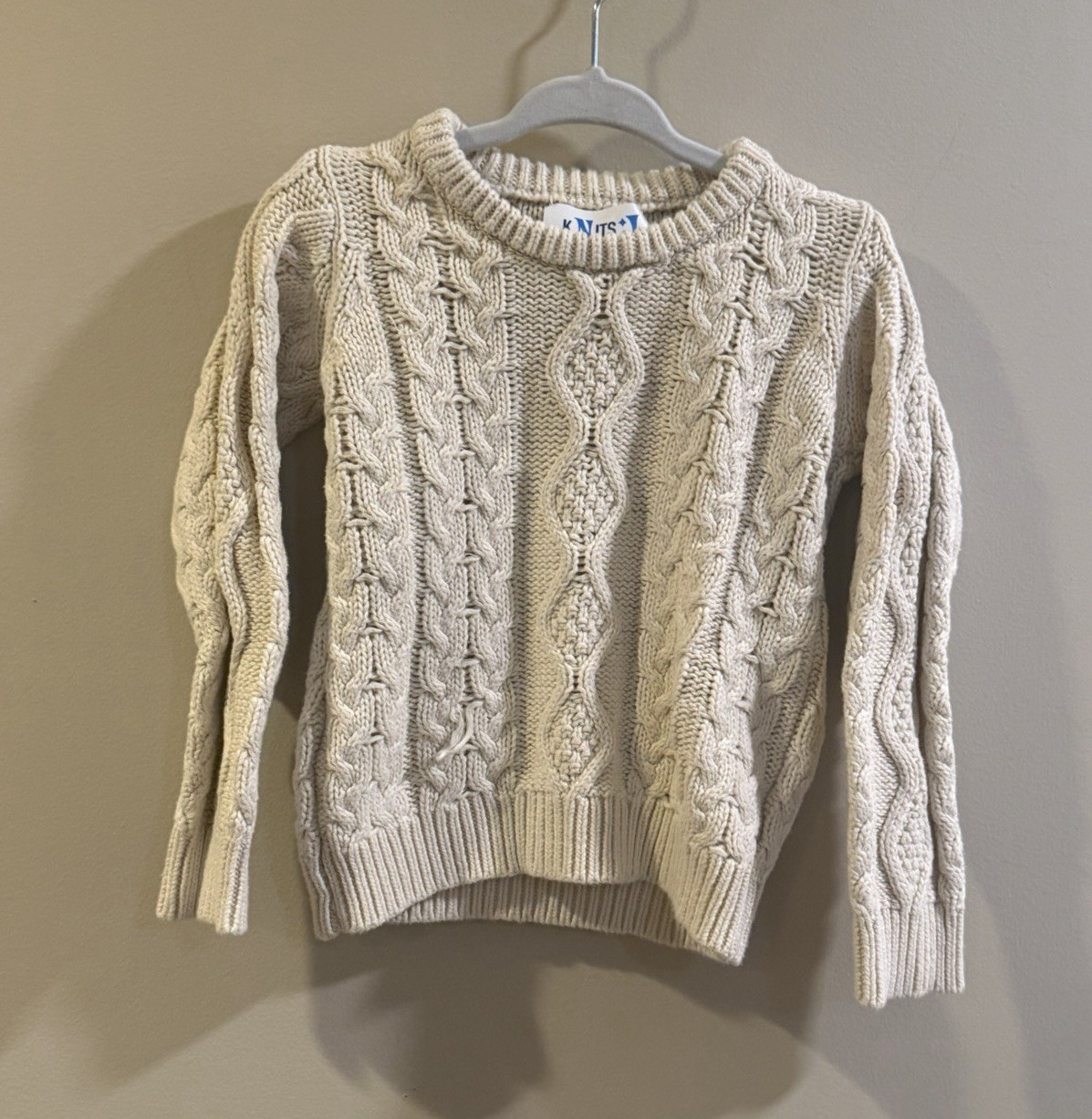 Knit(s) J Ivory 100% Cotton Cable Knit Crewneck Pullover Sweater 4T